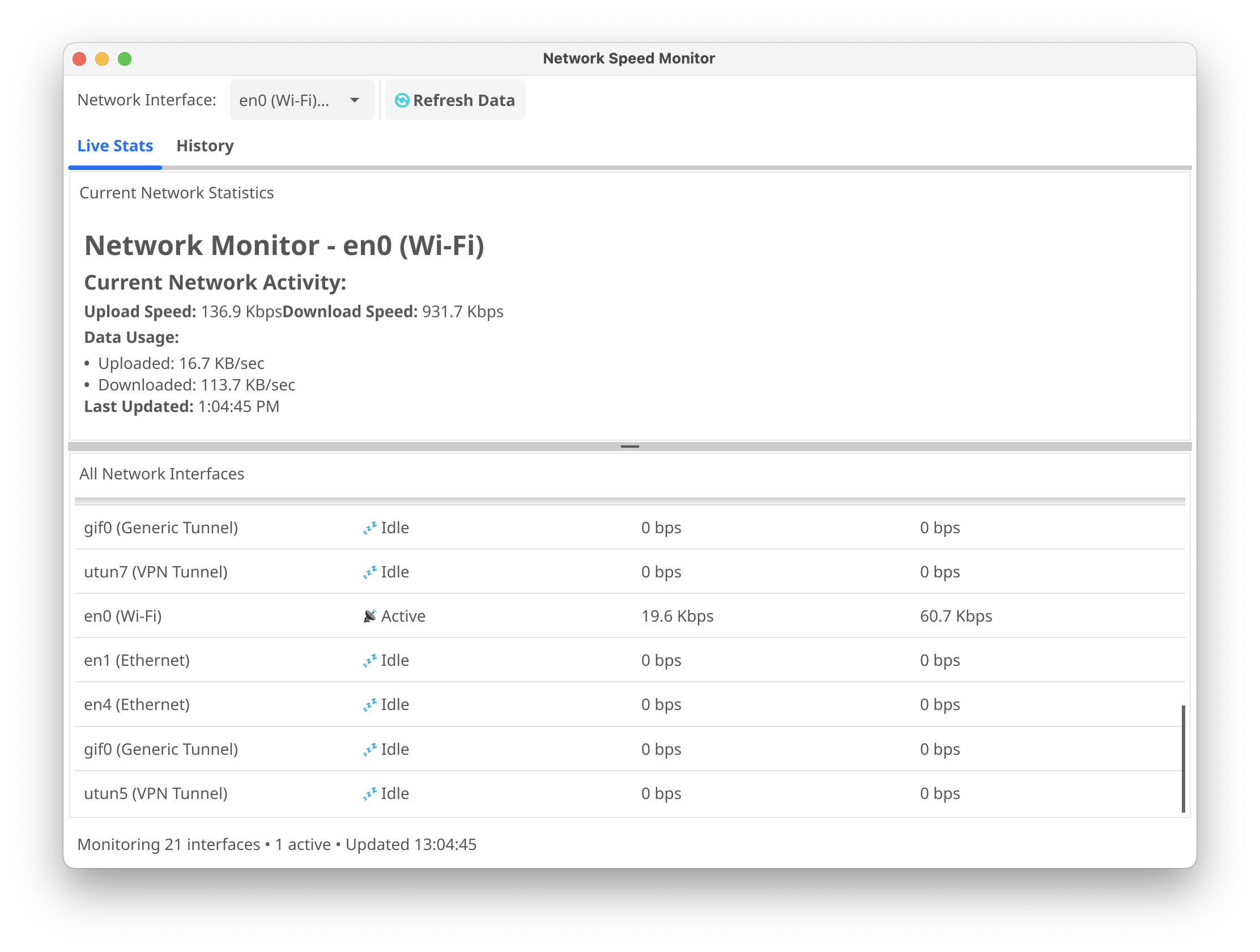 Network Speed Monitor Screenshot